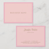 Elegant Handgeschreven naam Roze Gold Modern Plain Visitekaartje (Voorkant / Achterkant)
