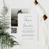 Elegant handgeschreven QR Code Lijst Foto bruiloft Kaart