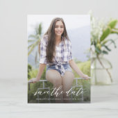 Elegant Handgeschreven Quinceañera Save The Date (Staand voorkant)