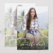 Elegant Handgeschreven Quinceañera Save The Date (Voorkant / Achterkant)