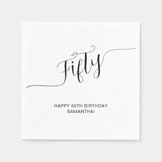 Elegant Handgeschreven Schrift Vijftig 50ste Verja Servet (Voorkant)