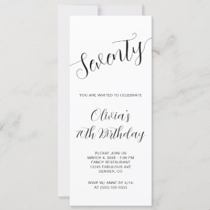 Elegant handgeschreven script 70e verjaardag kaart