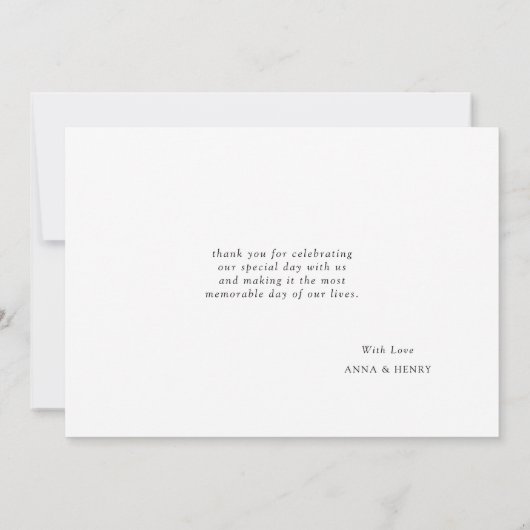 Elegant handgeschreven script aangepast huwelijk bedankkaart (Achterkant)