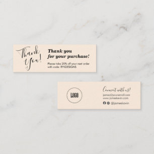 Elegant handgeschreven script bedankt bloos kaart mini visitekaartje