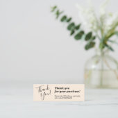 Elegant handgeschreven script bedankt bloos kaart mini visitekaartje (Staand voorkant)