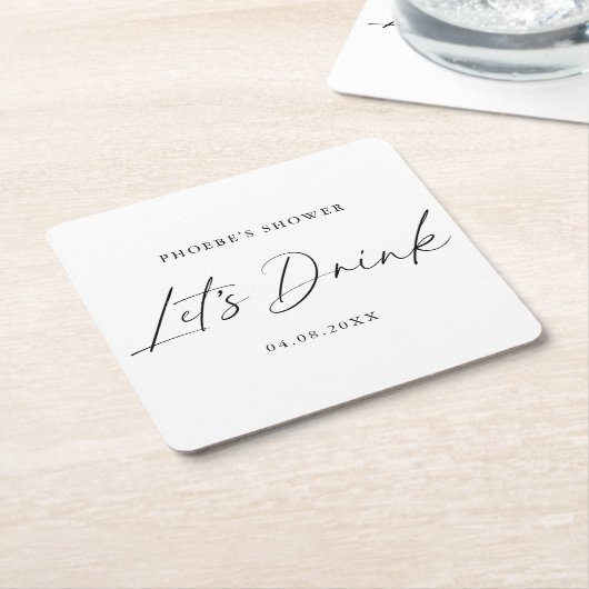 Elegant handgeschreven script bruidsdouche onderze kartonnen onderzetters (Schuin)