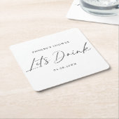 Elegant handgeschreven script bruidsfeest onderzet kartonnen onderzetters (Schuin)