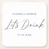 Elegant handgeschreven script bruidsfeest onderzet kartonnen onderzetters (Voorkant)