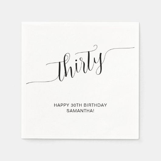 Elegant handgeschreven script dertig verjaardag servet (Voorkant)