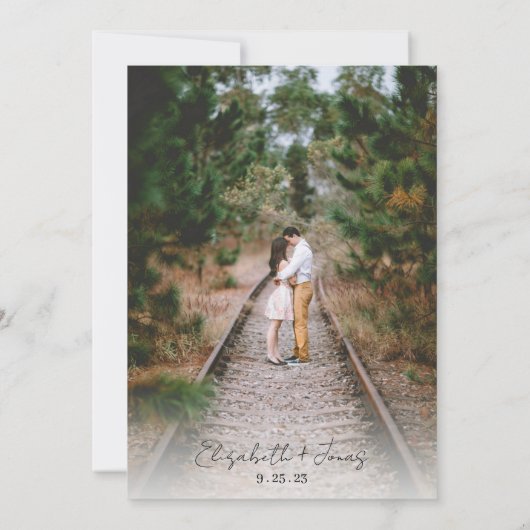 Elegant handgeschreven script foto QR Code Weddens Kaart (Achterkant)