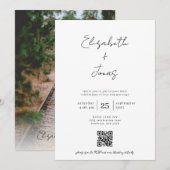 Elegant handgeschreven script foto QR Code Weddens Kaart (Voorkant / Achterkant)