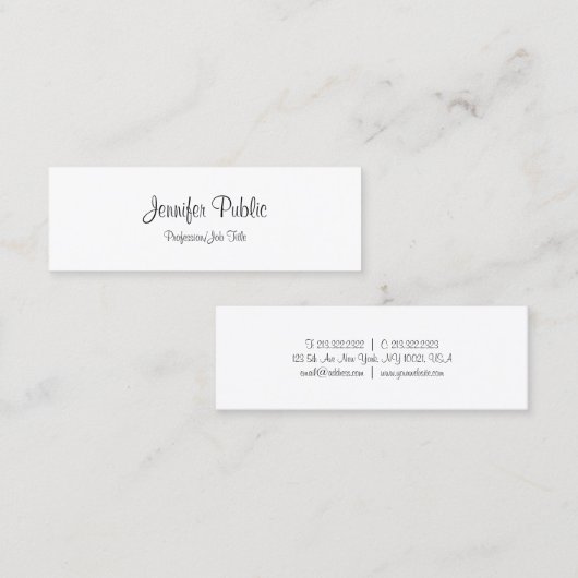 Elegant handgeschreven script gestroomlijnde moder mini visitekaartje (Voorkant / Achterkant)