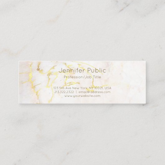 Elegant handgeschreven script Gold Marble Modern Mini Visitekaartje (Achterkant)