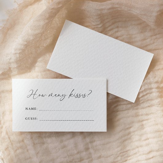 Elegant handgeschreven script Hoeveel kussen spel Informatiekaartje