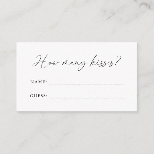 Elegant handgeschreven script Hoeveel kussen spel Informatiekaartje (Voorkant)