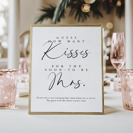 Elegant handgeschreven script Hoeveel kussen spel Poster