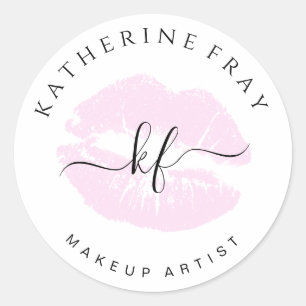 Elegant handgeschreven script kalligrafie roze lip ronde sticker