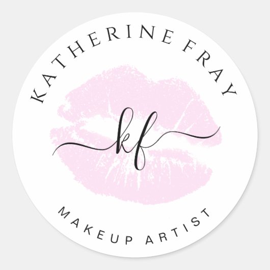 Elegant handgeschreven script kalligrafie roze lip ronde sticker (Voorkant)