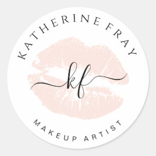 Elegant handgeschreven script kalligrafie roze lip ronde sticker