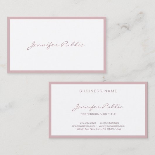 Elegant handgeschreven script minimalistisch moder visitekaartje (Voorkant / Achterkant)