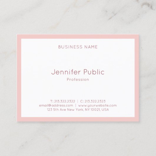 Elegant handgeschreven script modern Blush Pink Wh Visitekaartje (Achterkant)