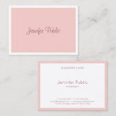 Elegant handgeschreven script modern Blush Pink Wh Visitekaartje (Voorkant / Achterkant)