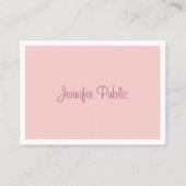 Elegant handgeschreven script modern Blush Pink Wh Visitekaartje (Voorkant)