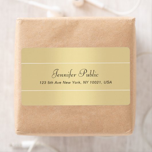 Elegant handgeschreven script modern Gold White Etiket (Insitu)