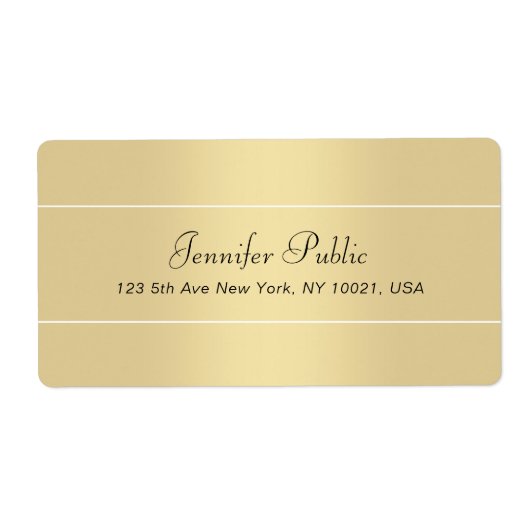 Elegant handgeschreven script modern Gold White Etiket (Voorkant)