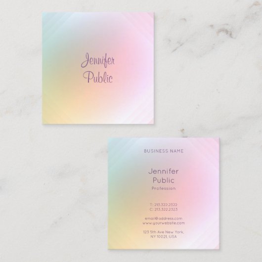 Elegant handgeschreven script modern kleurig vierkante visitekaartje (Voorkant / Achterkant)