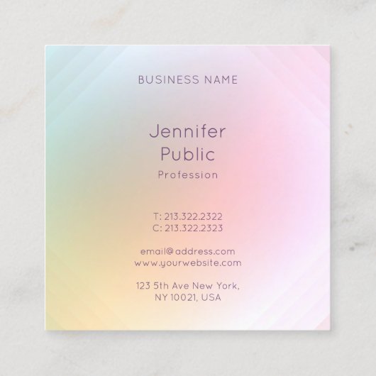 Elegant handgeschreven script modern kleurig vierkante visitekaartje (Achterkant)