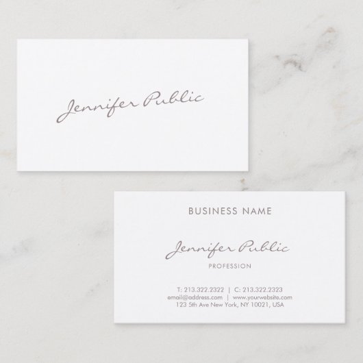 Elegant handgeschreven script Modern Luxury Trendy Visitekaartje (Voorkant / Achterkant)
