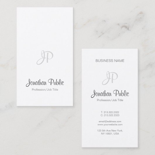 Elegant handgeschreven script modern monogram Eenv Visitekaartje (Voorkant / Achterkant)