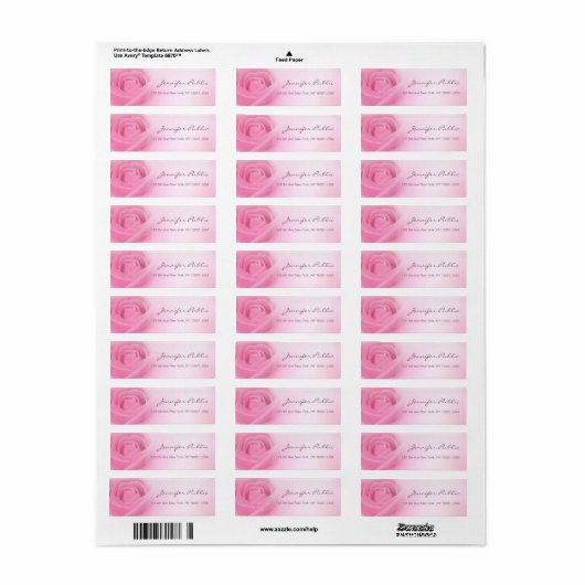 Elegant handgeschreven script Modern Roze Rose Etiket (Full Sheet)
