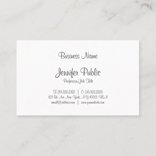 Elegant handgeschreven Script Moderne, schone lede Visitekaartje (Achterkant)