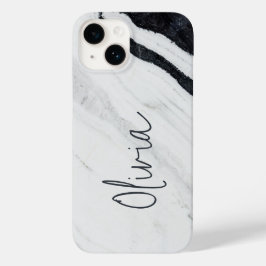 Elegant handgeschreven Script Name Black White Mar Case-Mate iPhone 14 Hoesje