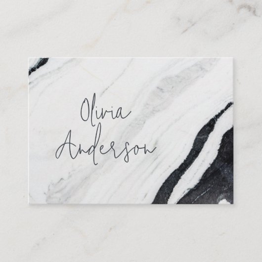Elegant handgeschreven Script Name Black White Mar Visitekaartje (Voorkant)