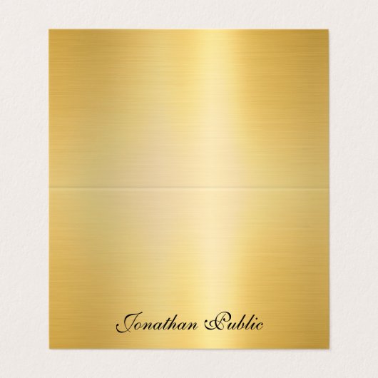 Elegant Handgeschreven Script Name Faux Gold Moder Visitekaartje (Buitenkant ongevouwen)