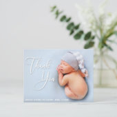 Elegant handgeschreven script | Nieuwe baby bedank Briefkaart (Staand voorkant)