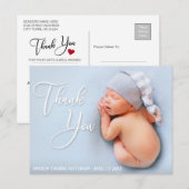 Elegant handgeschreven script | Nieuwe baby bedank Briefkaart (Voorkant / Achterkant)
