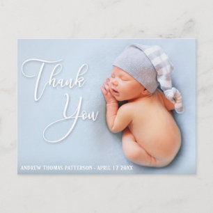 Elegant handgeschreven script   Nieuwe baby bedank Briefkaart