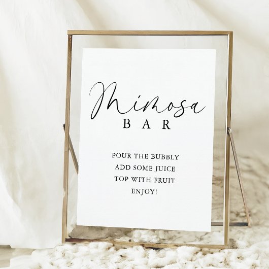Elegant Handgeschreven Script Shower Mimosa Bar Poster