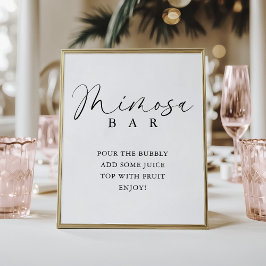 Elegant Handgeschreven Script Shower Mimosa Bar Poster