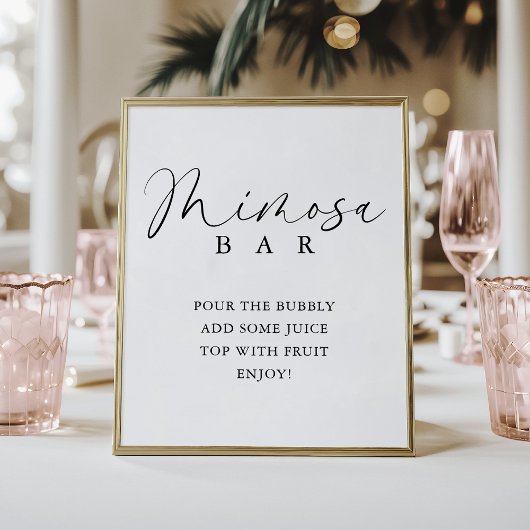 Elegant Handgeschreven Script Shower Mimosa Bar Poster