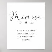 Elegant Handgeschreven Script Shower Mimosa Bar Poster (Voorkant)