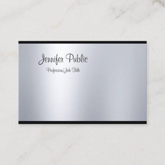 Elegant handgeschreven script Silver Kijk Schone G Visitekaartje (Voorkant)