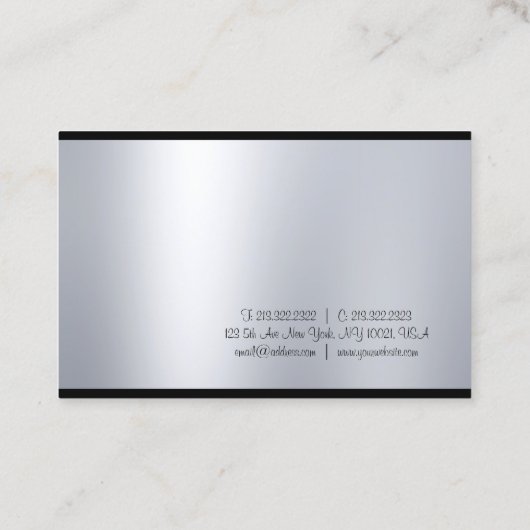 Elegant handgeschreven script Silver Kijk Schone G Visitekaartje (Achterkant)