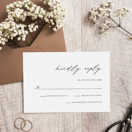 Elegant handgeschreven script Simple Modern Weddin RSVP Kaartje