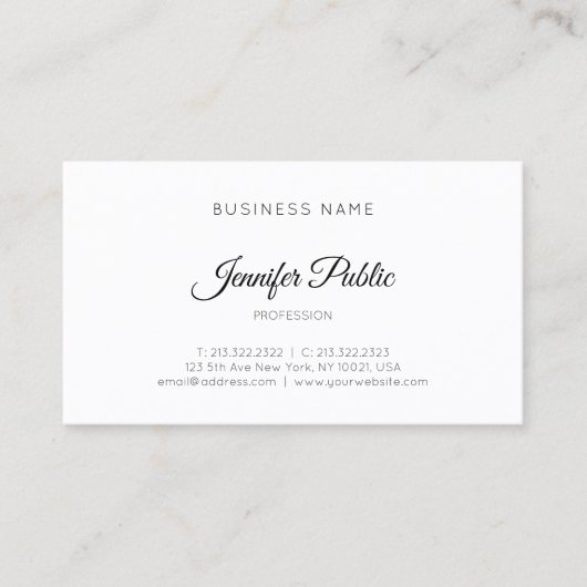 Elegant Handgeschreven Script Sjabloon Modern Eenv Visitekaartje (Voorkant)