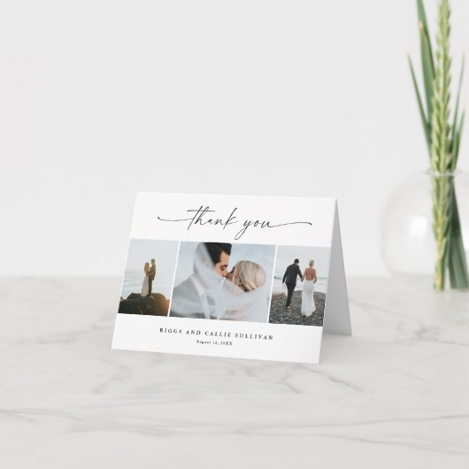 Elegant handgeschreven script trouwfoto bedankkaart (Voorkant)